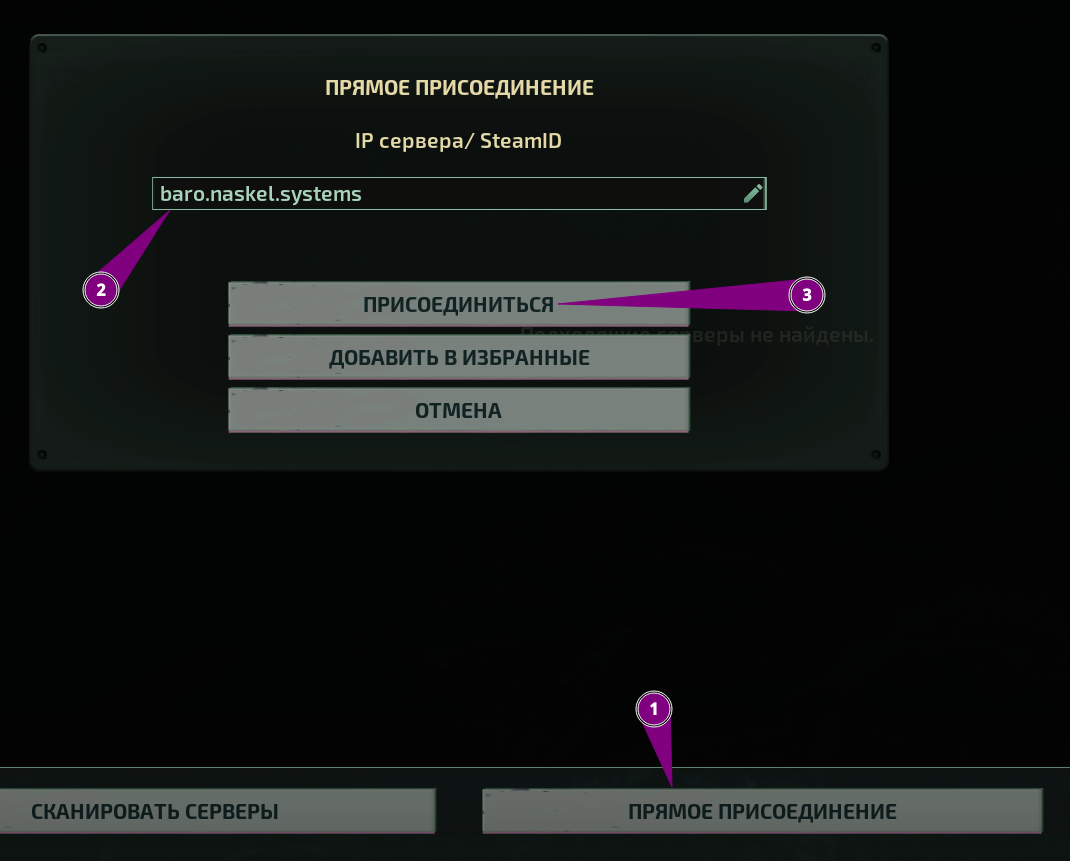 Прямое подключение в Barotrauma